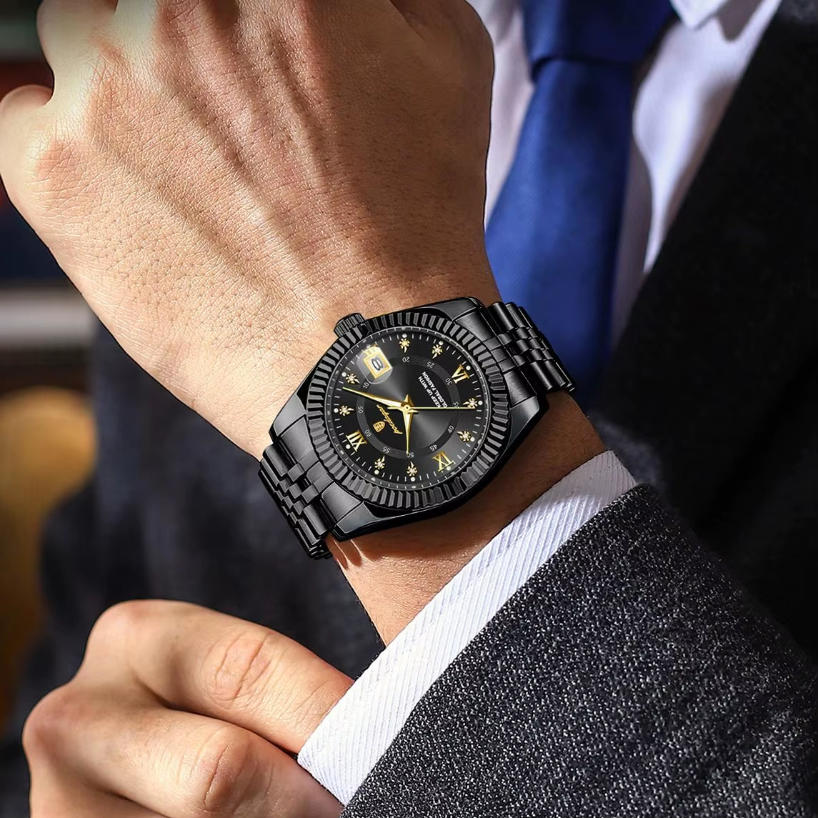 Top Luxury Men'S Watches Stainless Steel Date Business Quartz Man Watch Waterproof Luminous Fashion Watch for Man Reloj