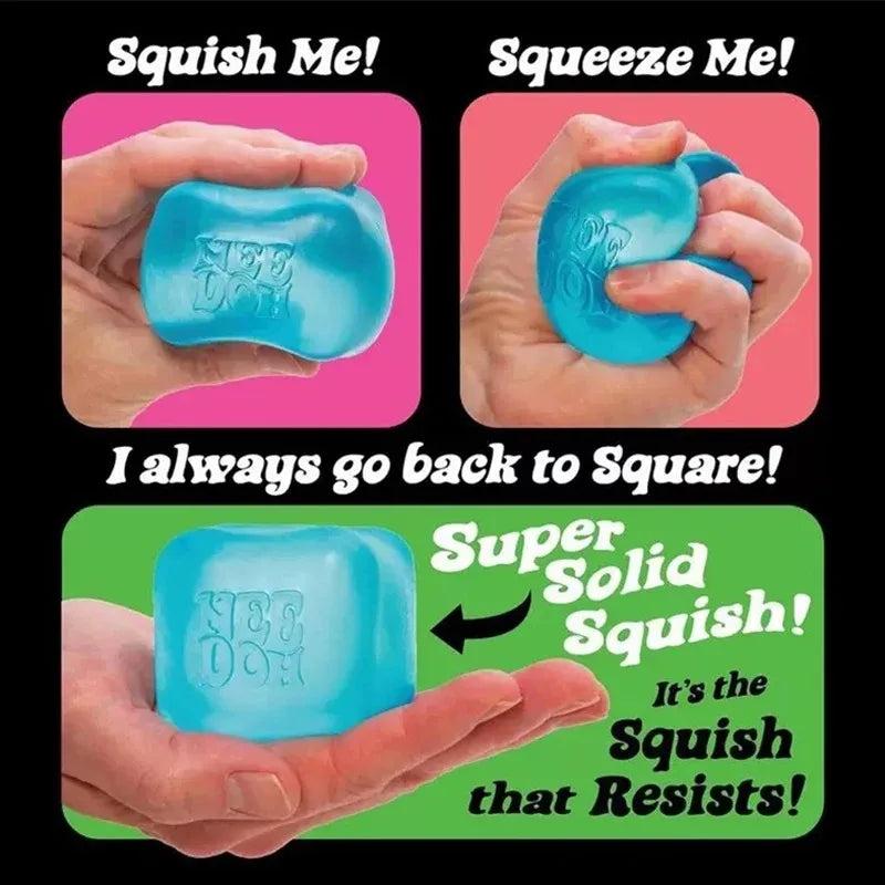 Needoh Nice Cube Sensory Fidget Toy Stress Relief Squishy Squeeze Cube Anti-Anxiety Focus Toy for Adults ADHD Autism