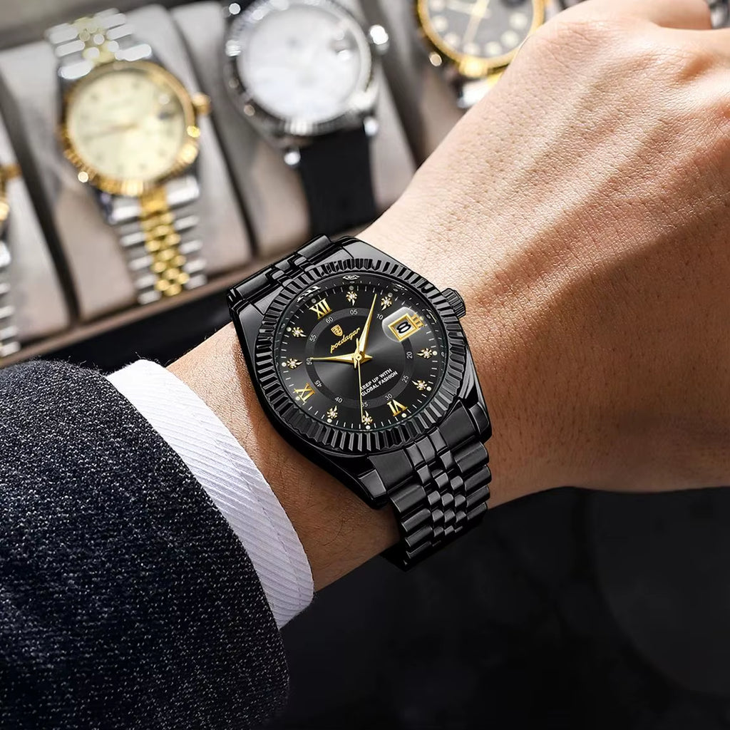 Top Luxury Men'S Watches Stainless Steel Date Business Quartz Man Watch Waterproof Luminous Fashion Watch for Man Reloj