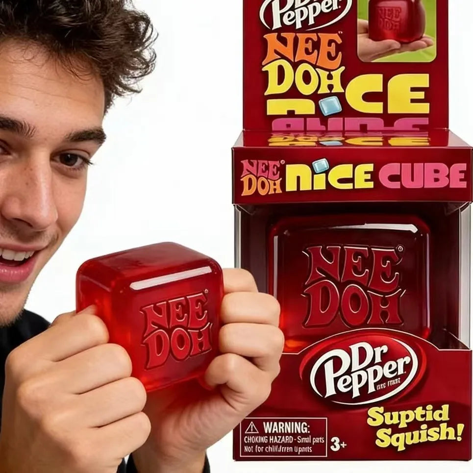 Needoh Nice Cube Sensory Fidget Toy Stress Relief Squishy Squeeze Cube Anti-Anxiety Focus Toy for Adults ADHD Autism